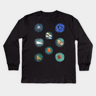 Sea Life 1 - Watercolor Print Kids Long Sleeve T-Shirt